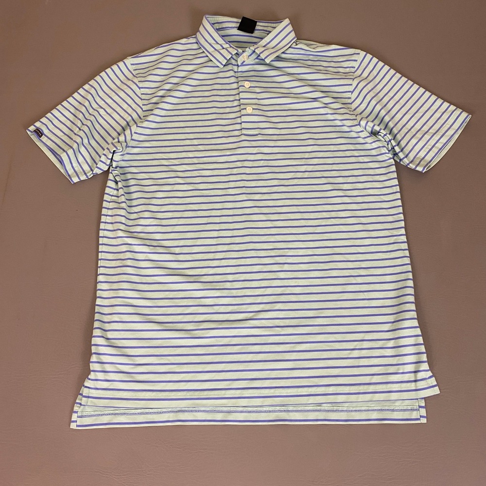 Dunning Golf Polo‎ Shirt Men's Large Mint Green Purple Striped  hort Sleeve